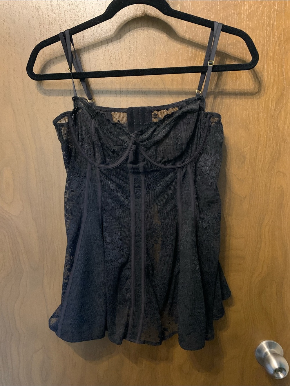 Anthropologie Black Lace Bustier Camisole with Adjustable Straps